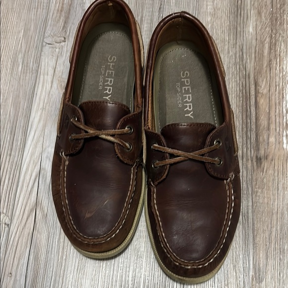 Sperry Other - Sperry Brown Leather Boat Shoes with Moccasin Stitching